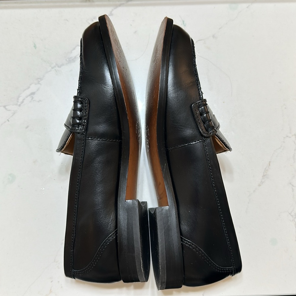 Madewell Black Leather Penny Loafers with Tan Insole - Picture 6 of 8